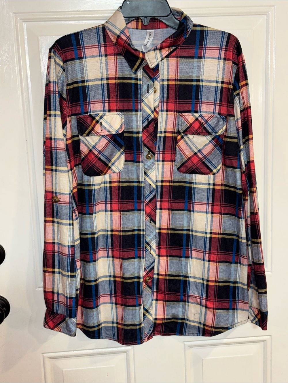 Tickled Teal Plaid Button-Down Shirt in Red, Blue, Cream
